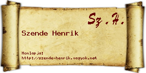 Szende Henrik névjegykártya